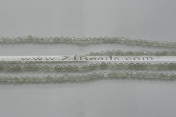 CMS1054 15.5 inches 4mm faceted round grey moonstone beads wholesale