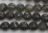 CMS1076 15.5 inches 8mm faceted round grey moonstone beads wholesale