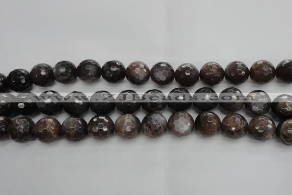 CMS1078 15.5 inches 12mm faceted round grey moonstone beads wholesale