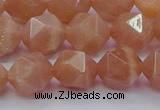 CMS1134 15.5 inches 12mm faceted nuggets peach moonstone beads