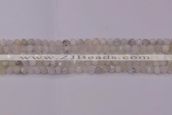 CMS1153 15.5 inches 6mm faceted nuggets white moonstone beads