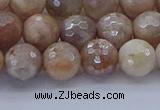 CMS1302 15.5 inches 8mm faceted round AB-color moonstone beads