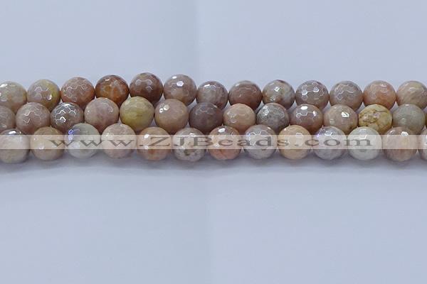 CMS1304 15.5 inches 12mm faceted round AB-color moonstone beads