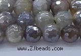 CMS1312 15.5 inches 8mm faceted round AB-color grey moonstone beads