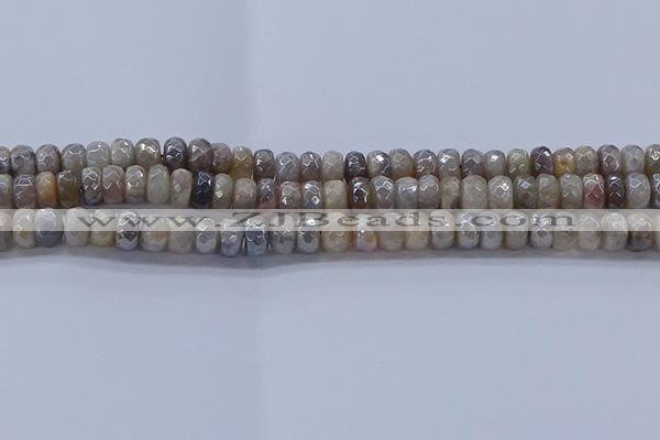 CMS1332 15.5 inches 5*8mm faceted rondelle AB-color grey moonstone beads
