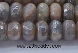 CMS1333 15.5 inches 6*10mm faceted rondelle AB-color grey moonstone beads