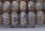 CMS1334 15.5 inches 7*12mm faceted rondelle AB-color grey moonstone beads
