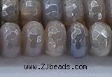 CMS1335 15.5 inches 7*14mm faceted rondelle AB-color grey moonstone beads