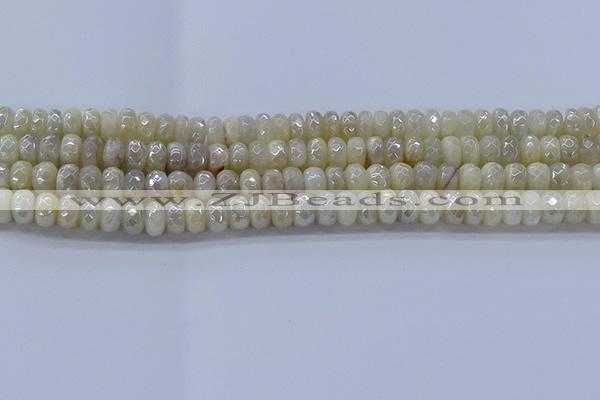 CMS1341 15.5 inches 4*6mm faceted rondelle AB-color white moonstone beads