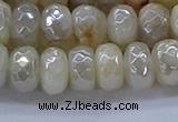 CMS1343 15.5 inches 6*10mm faceted rondelle AB-color white moonstone beads