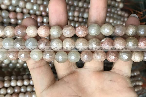 CMS1453 15.5 inches 10mm faceted round AB-color moonstone beads