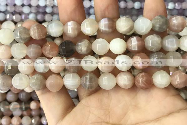 CMS1472 15.5 inches 10mm faceted round moonstone beads wholesale