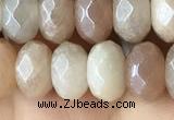 CMS1479 15.5 inches 5*8mm faceted rondelle AB-color moonstone beads