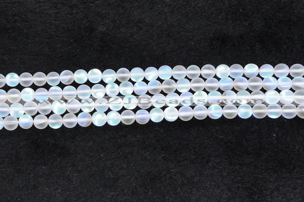 CMS1506 15.5 inches 6mm round matte synthetic moonstone beads