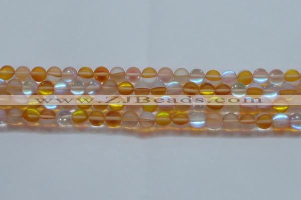 CMS1538 15.5 inches 10mm round matte synthetic moonstone beads