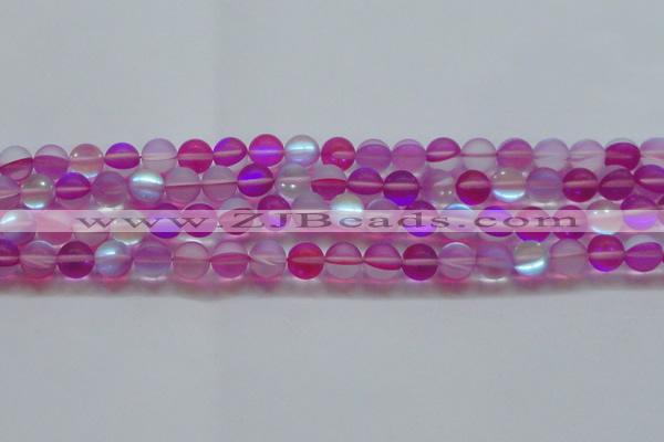 CMS1548 15.5 inches 10mm round matte synthetic moonstone beads