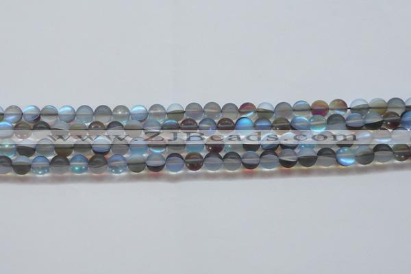 CMS1566 15.5 inches 6mm round matte synthetic moonstone beads