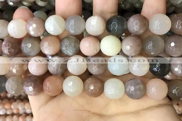 CMS1696 15.5 inches 14mm faceted round rainbow moonstone beads