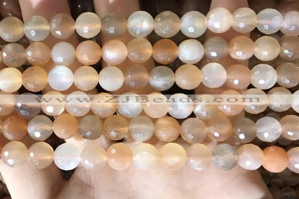 CMS1716 15.5 inches 8mm faceted round rainbow moonstone beads