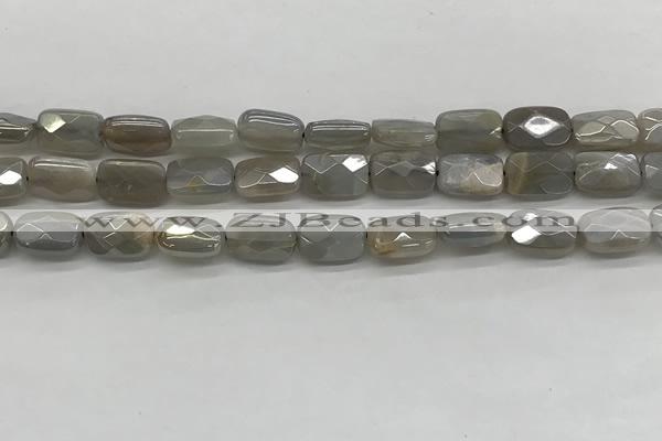 CMS1823 15.5 inches 8*12mm faceted rectangle AB-color moonstone beads