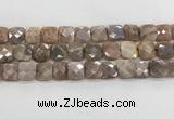 CMS1830 15.5 inches 14*14mm faceted square AB-color moonstone beads