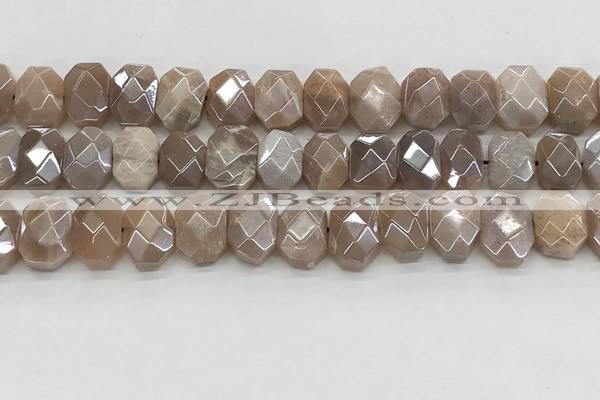 CMS1838 10*12mm - 12*16mm faceted freeform AB-color moonstone beads