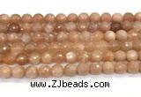 CMS2259 15 inches 8mm faceted round orange moonstone beads