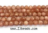 CMS2260 15 inches 10mm faceted round orange moonstone beads