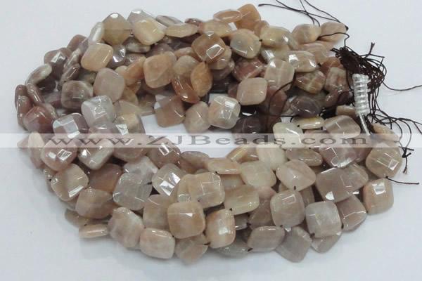 CMS42 15.5 inches 14*14mm faceted diamond moonstone gemstone beads