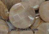 CMS48 15.5 inches 30mm faceted coin moonstone gemstone beads