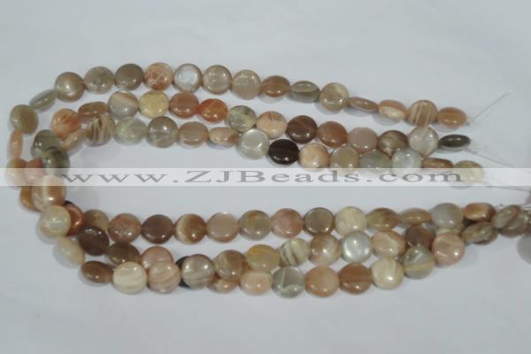 CMS521 15.5 inches 12mm flat round moonstone beads wholesale