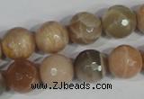CMS573 15.5 inches 12mm faceted round moonstone beads wholesale