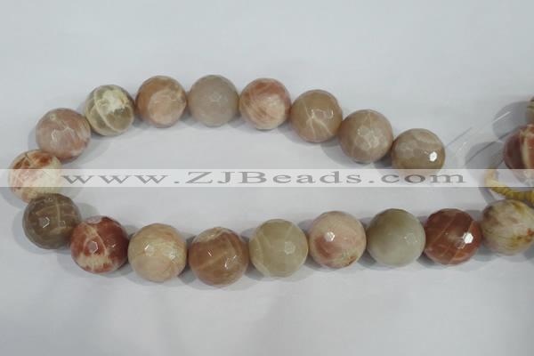 CMS578 15.5 inches 22mm faceted round moonstone beads wholesale