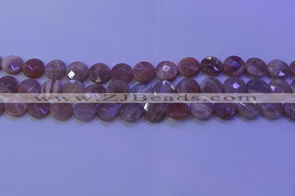 CMS590 15.5 inches 12mm faceted coin moonstone gemstone beads