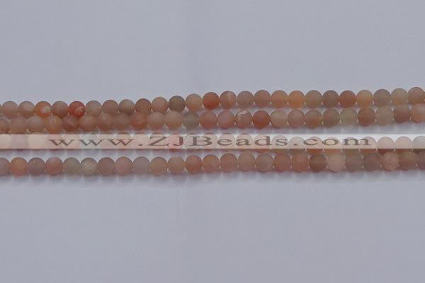 CMS610 15.5 inches 4mm round matte moonstone beads wholesale