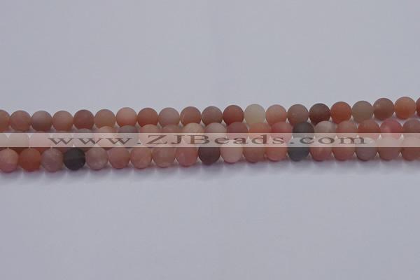 CMS612 15.5 inches 8mm round matte moonstone beads wholesale