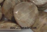 CMS80 15.5 inches 28mm twisted coin moonstone gemstone beads