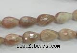 CMS88 15.5 inches 8*12mm faceted teardrop moonstone gemstone beads