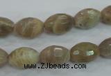 CMS92 15.5 inches 10*14mm faceted rice moonstone gemstone beads