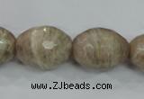 CMS94 15.5 inches 15*20mm faceted rice moonstone gemstone beads