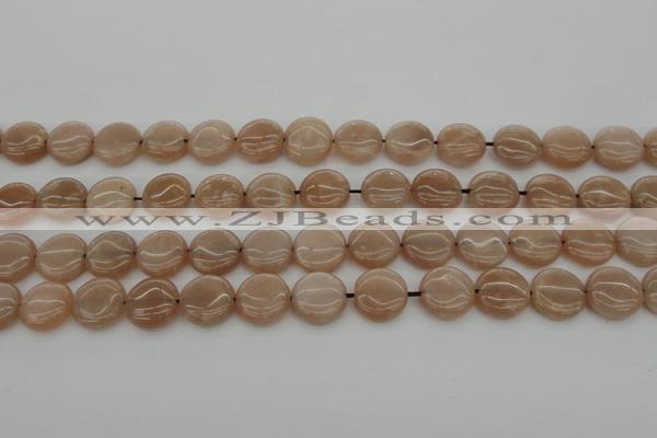 CMS957 15.5 inches 10mm flat round A grade moonstone beads