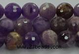 CNA1012 15.5 inches 8mm faceted round dogtooth amethyst beads