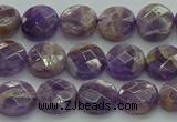 CNA1044 15.5 inches 10mm faceted coin dogtooth amethyst beads