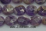 CNA1045 15.5 inches 12mm faceted coin dogtooth amethyst beads