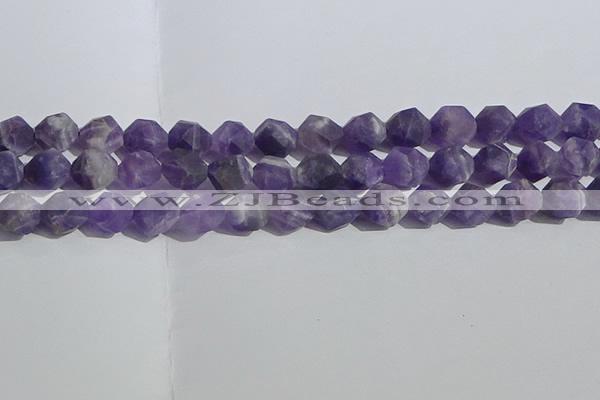 CNA1079 15.5 inches 12mm faceted nuggets matte dogtooth amethyst beads