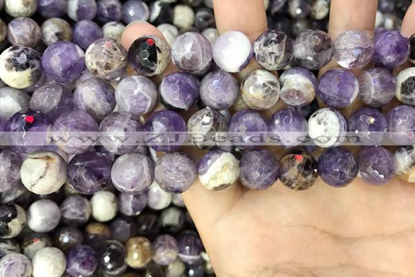 CNA1090 15.5 inches 12mm faceted round dogtooth amethyst beads
