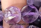 CNA1110 15.5 inches 12mm twisted & faceted coin amethyst beads