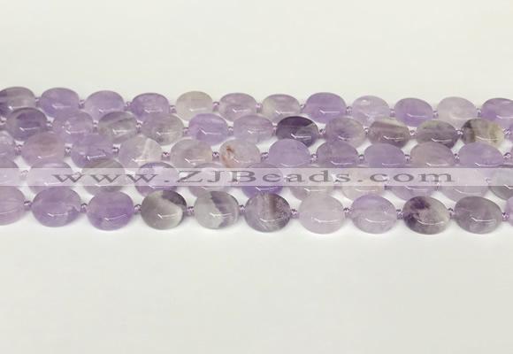 CNA1124 15.5 inches 12mm flat round natural lavender amethyst beads