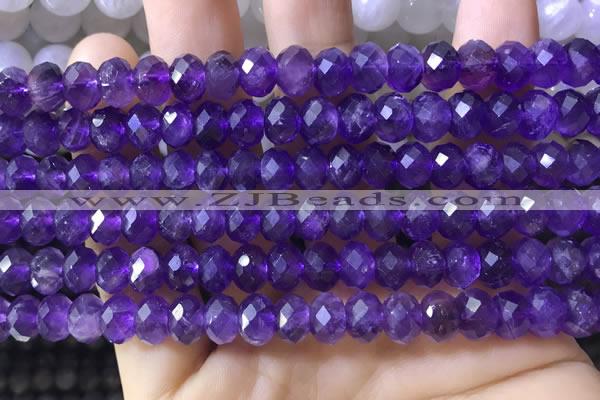 CNA1134 15.5 inches 6*8mm faceted rondelle amethyst gemstone beads