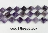 CNA1188 15.5 inches 15*15mm twisted diamond amethyst beads